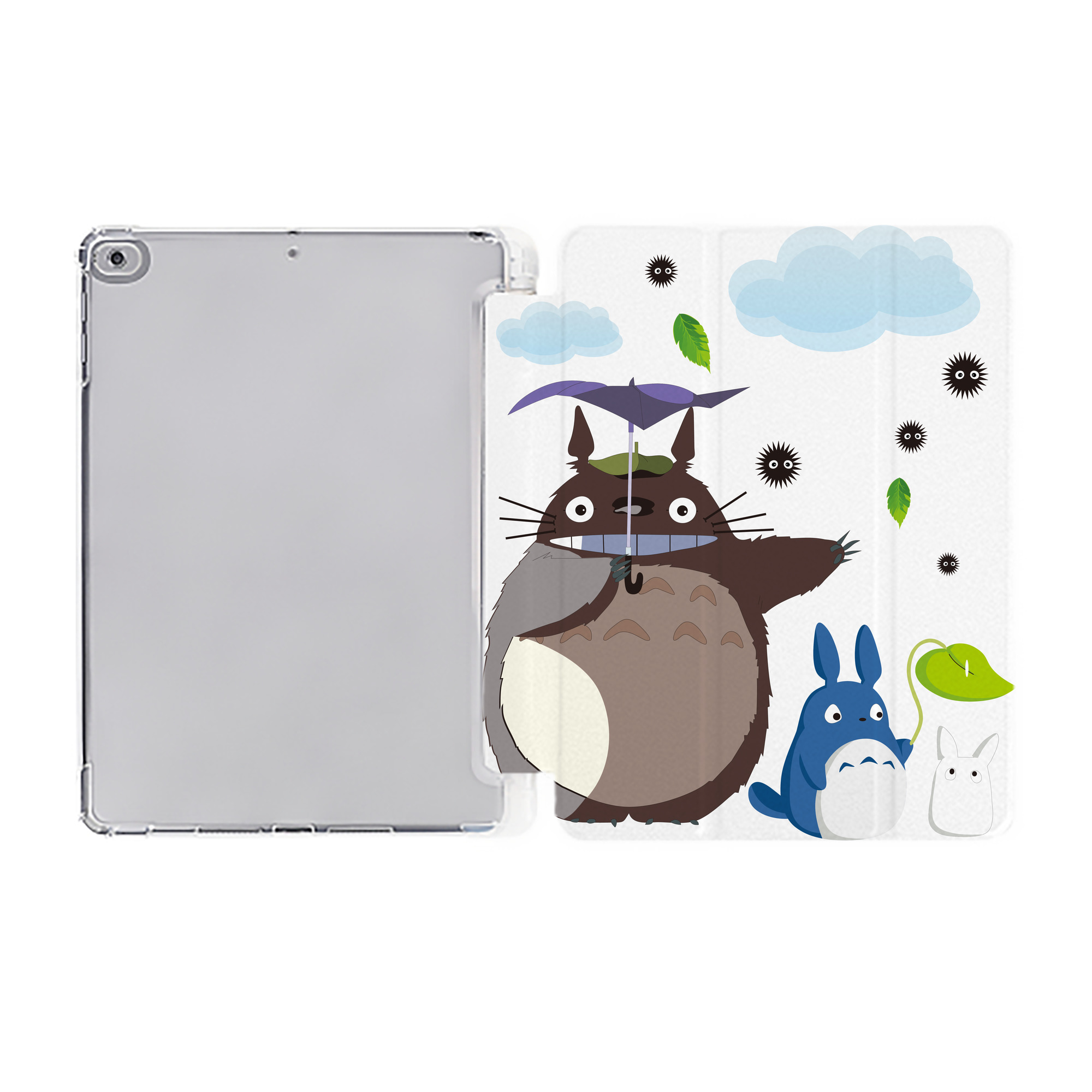 （画像用） となりのトトロ 草壁メイ 草壁サツキ My Neighbor Totoro Satsuki Kusakabe Mei Kusakabe IPad ケース ペン収納付き 三つ折りスタンド PUレザー×シリコン 対応機種9.5/10.5/10.9インチ